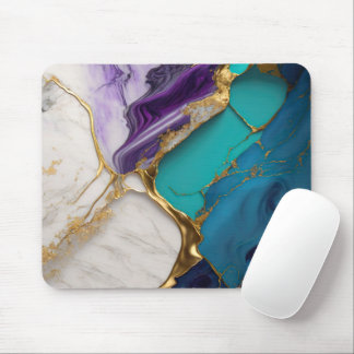 Königliches Teal & Amethyst-Marmor mit Goldadern Mousepad