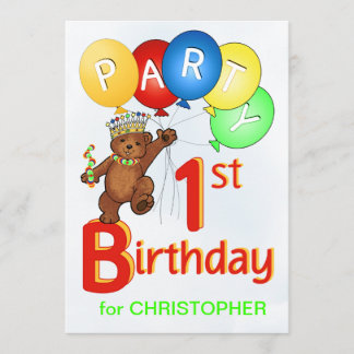 Königliches Teddy-Bärn-1. Geburtstags-Party Einladung