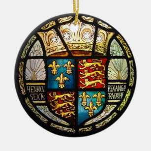 Königliches Tudor Wappen Buntglas Henrys VIII Keramikornament