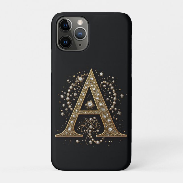 Königliches verziertes Monogramm A ✨ Goldene Vinta Case-Mate iPhone Hülle (Rückseite)