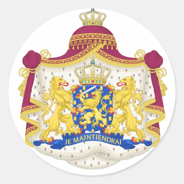 Königliches Wappen der Niederlande Runder Aufkleber (Vorderseite)