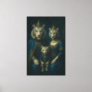 Königliches Weißes-Tiger-Familienporträt – Majestä Leinwanddruck