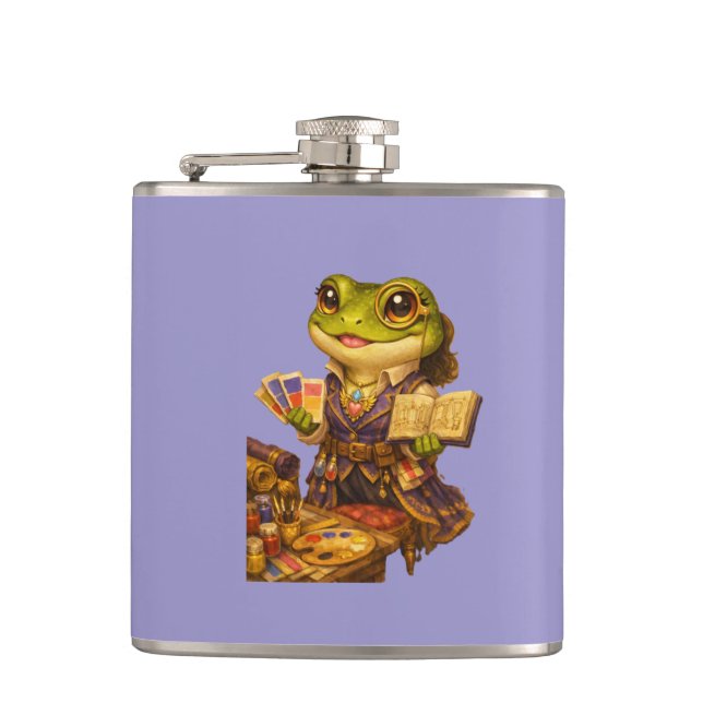 Königreich Designer Frosch Charakter Flachmann (Vorderseite)