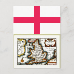 Königreich England (Königreich England) Karte/Flag Postkarte