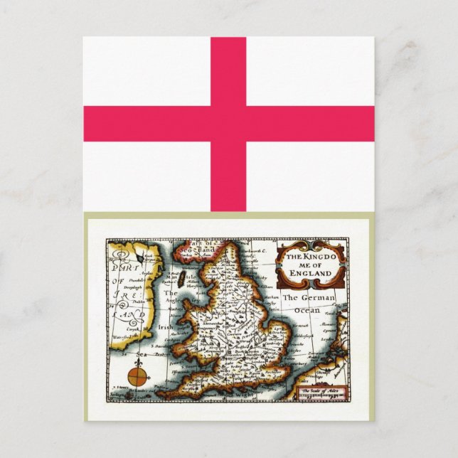 Königreich England (Königreich England) Karte/Flag Postkarte (Vorderseite)
