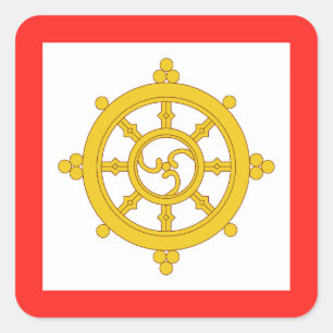 Königreich Sikkim-Flagge Quadratischer Aufkleber