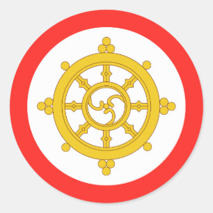 Königreich Sikkim-Flagge Runder Aufkleber