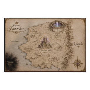 Königreich von Panacher Fantasy-Karten-Kunstposter Poster