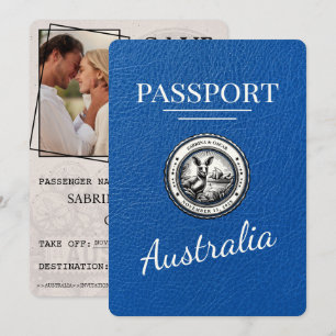 Königsblau Australien Reisepass Speichern Sie das  Save The Date