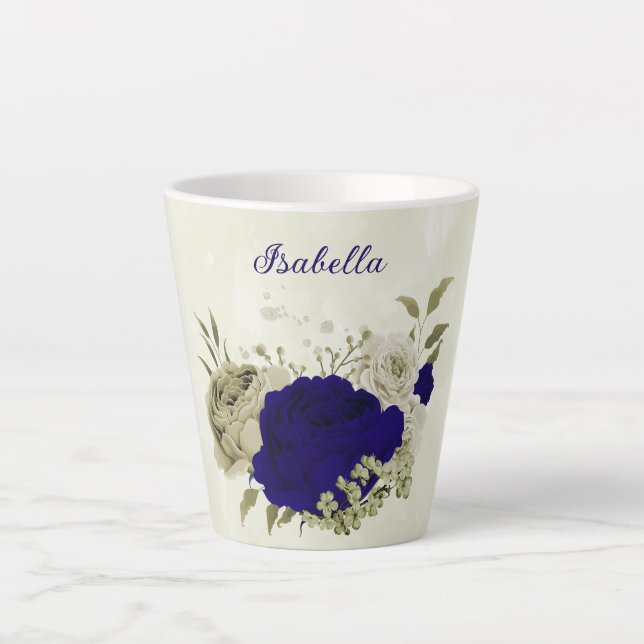 Königsblau beige floral  milchtasse (Vorderseite)