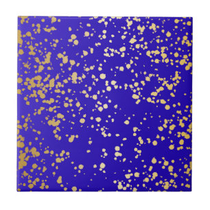 Königsblau Blond Gold Glitter Keramikfliese