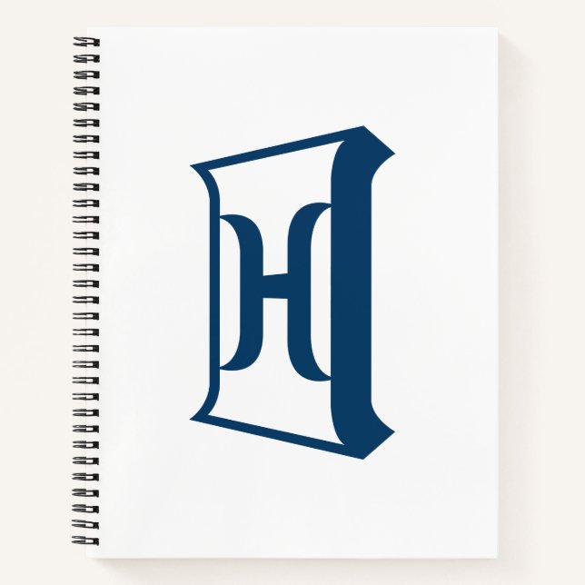 Königsblau Buchstabe H Elegantes Initial-Monogramm Notizbuch (Vorderseite)