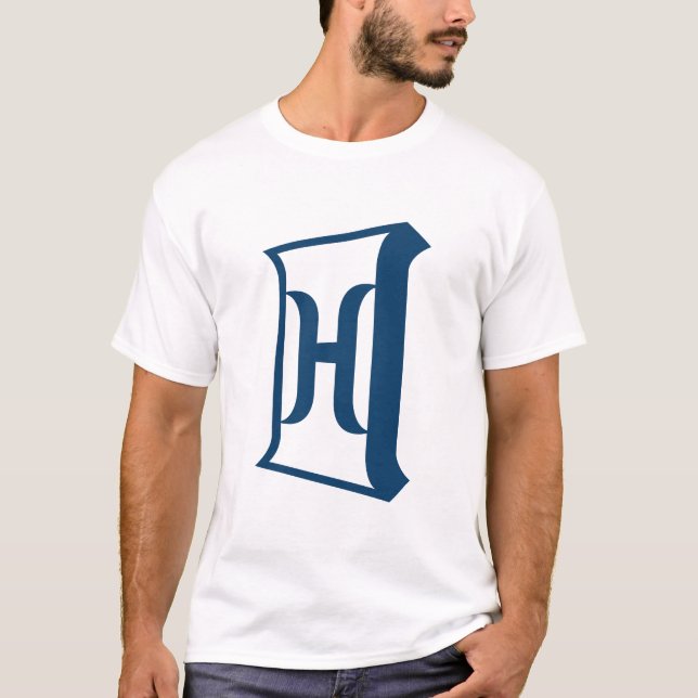 Königsblau Buchstabe H Elegantes Initial-Monogramm T-Shirt (Vorderseite)