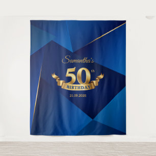 Königsblau chic moderne 50. Geburtstagsdekoration Wandteppich