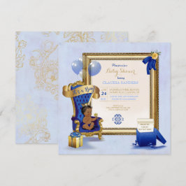 Königsblau ethnisches Baby-wenig Prinz-Crown Gold Einladung