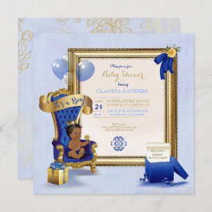 Königsblau ethnisches Baby-wenig Prinz-Crown Gold Einladung