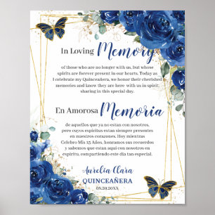 Königsblau Floral Quinceanera 16 In Lieber Erinner Poster
