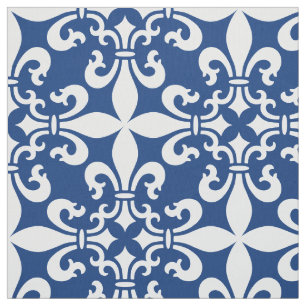 Königsblau French Fleur de Lys Pattern Stoff