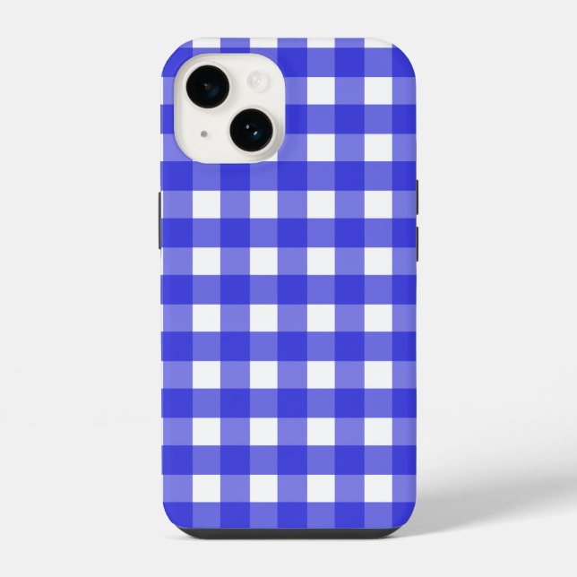 Königsblau Gingham iPhone Hülle (Rückseite)