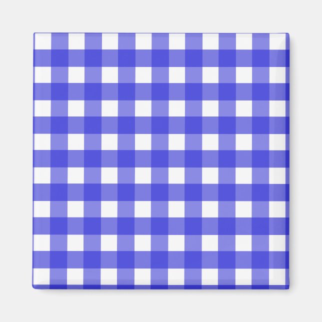 Königsblau Gingham Magnet (Vorne)