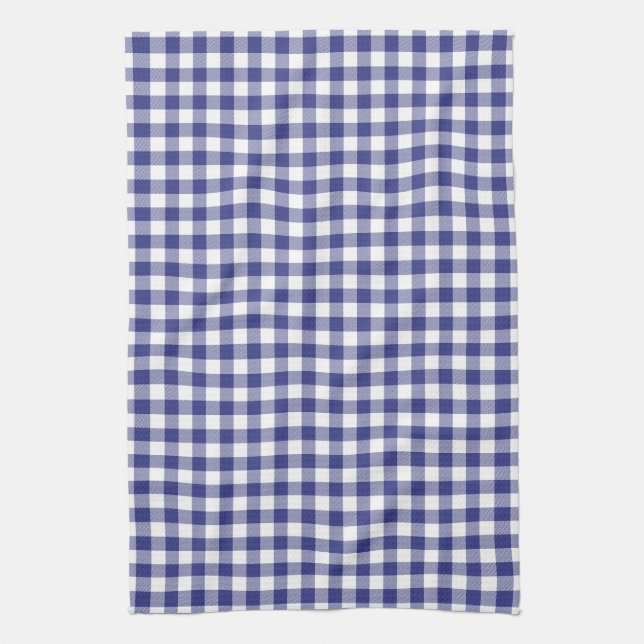 Königsblau-Gingham-Muster-Geschirrtücher Handtuch (Vertikal)