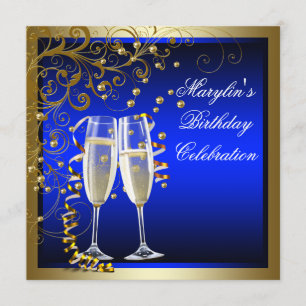 Königsblau Gold Damen Blau Gold Geburtstag Einladung