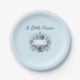 Königsblau & Gold Little Prince Baby Shower Papier Pappteller