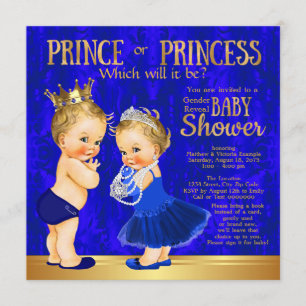 Königsblau Gold Prinz oder Prinzessin Geschlecht E Einladung