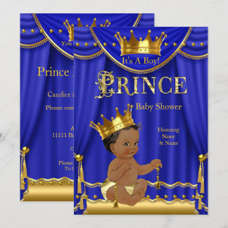Königsblau Kronprinz Baby Shower Gold Ethnisch Einladung