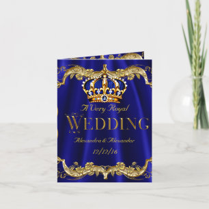 Königsblau Marine Hochzeit Gold Krone Foto Einladung
