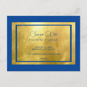 Königsblau & Metallic Gold Regales Rettet unser Da Postkarte