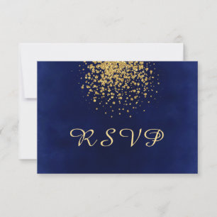 Königsblau mit einem Spritzen von GoldConfetti RSVP Karte