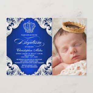 Königsblau-Prinz Baptism Invitations Einladung