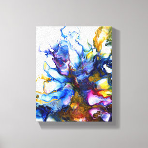 Königsblau & Rosa Abstrakte Fluid Art Leinwanddruck