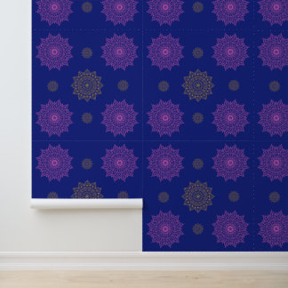 Königsblau Rosa & Gold Mandala Muster Tapete