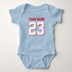 Königsblau-Rot-Baby-Fußball Jersey trägt Baby Strampler