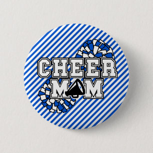 Königsblau Schwarz und Weiß Cheer Mom Button