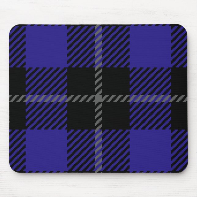 Königsblau-schwarzes Karo Mousepad (Vorne)