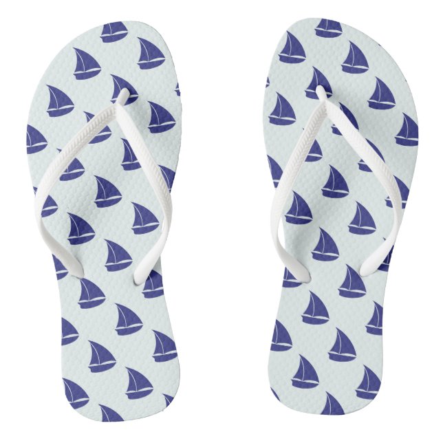 Königsblau-Segelboot-Muster Flip Flops (Fußbett)