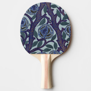 Königsblau und Gold Art Deco Rosen Blumen Dekor Tischtennis Schläger
