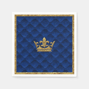Königsblau und Goldene Krone Elegante königliche G Serviette