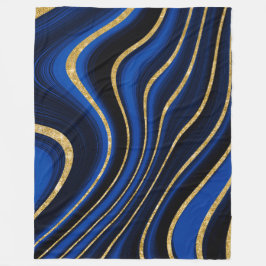 Königsblau und goldene Marmordecke Fleecedecke