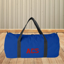 Königsblau und rote Schulfarben und Buchstaben Duffle Bag