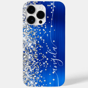 Königsblau und silberner glitzernder Glam Signatur Case-Mate iPhone 14 Pro Max Hülle