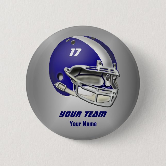 Königsblau-und Weiß-Football-Helm Button (Vorderseite)