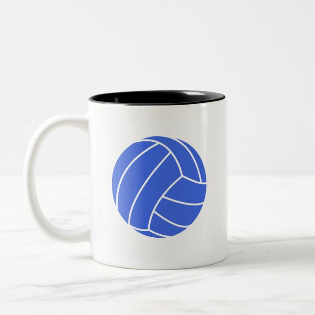 Königsblau-und Weiß-Volleyball Zweifarbige Tasse (Links)