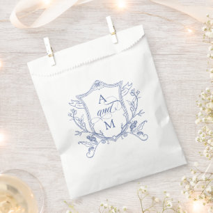 Königsblau Vintage-Wappen Hochzeits-Dankeschön Geschenktütchen