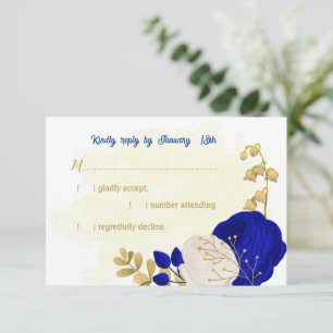Königsblau-weiße Blume Goldmedaille botanische Hoc RSVP Karte