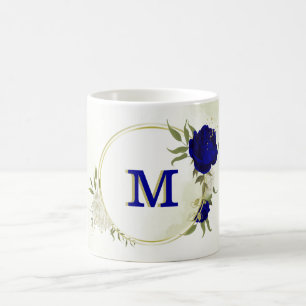 königsblau weiße Blüten Grün Kaffeetasse