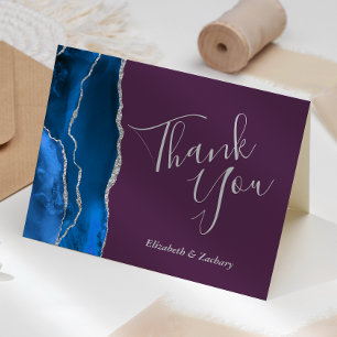 Königsblaue Achat-Silber-Pflaume Hochzeit Danke Karte